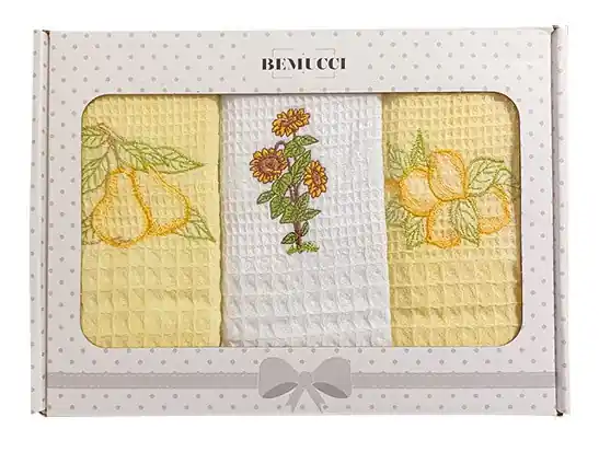 Nejlepší Cena Set vaflových utěrek v krabičce SUNFLOWER+FRUITS 40x60 cm 3 kusy