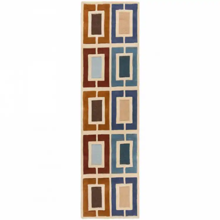 Ručně všívaný běhoun Illusion Retro Blocks Blue/Multi Objednat Nyní
