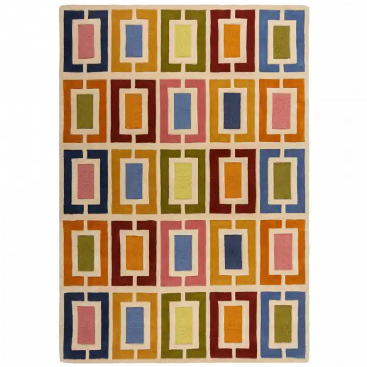 Ověřený Ručně všívaný kusový koberec Illusion Retro Blocks Multi