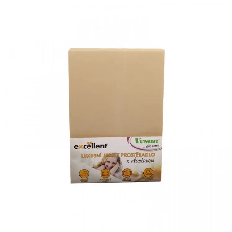 Luxusní prostěradlo EXCLUSIVE s elastanem béžové - 35cm výška Přímo Od Výrobce