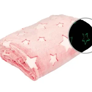 Cenová Bomba Deka mikroflanel Hvězdy růžová 150x200 cm se svítícím efektem