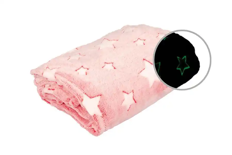 Cenová Bomba Deka mikroflanel Hvězdy růžová 150x200 cm se svítícím efektem