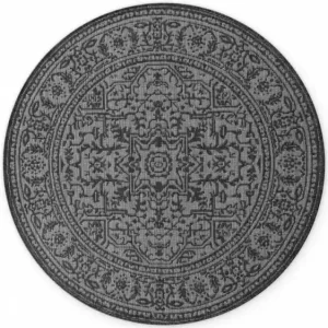 Finální Výprodej Kusový koberec Duet Kona 106248 Black/White kruh - na ven i na doma