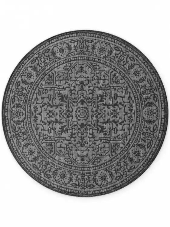 Finální Výprodej Kusový koberec Duet Kona 106248 Black/White kruh - na ven i na doma
