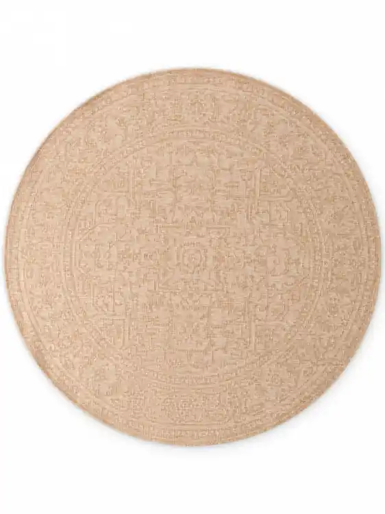 Kusový koberec Duet Kona 106250 Beige/White kruh - na ven i na doma Zlevněný