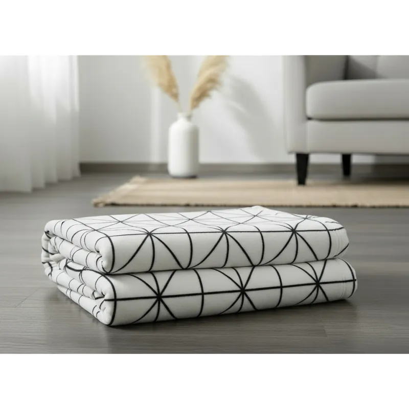 Flísová deka GEOMETRI bílá 150x200 cm Mybesthome Novinka