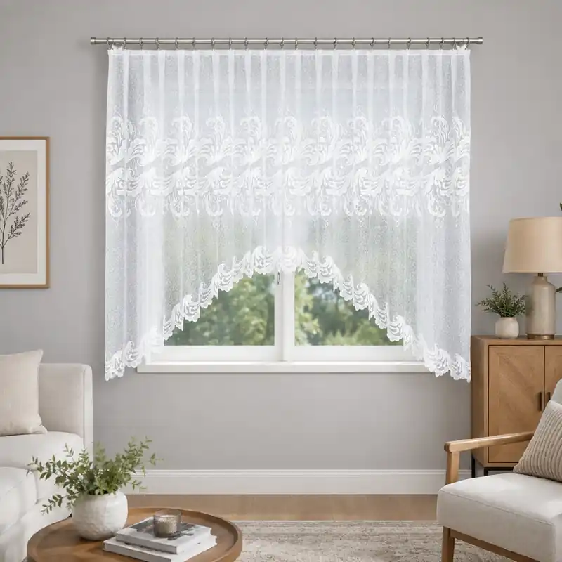 Dokud Zásoby Vydrží Dekorační oblouková krátká záclona na žabky IWONA 400x160 cm MyBestHome