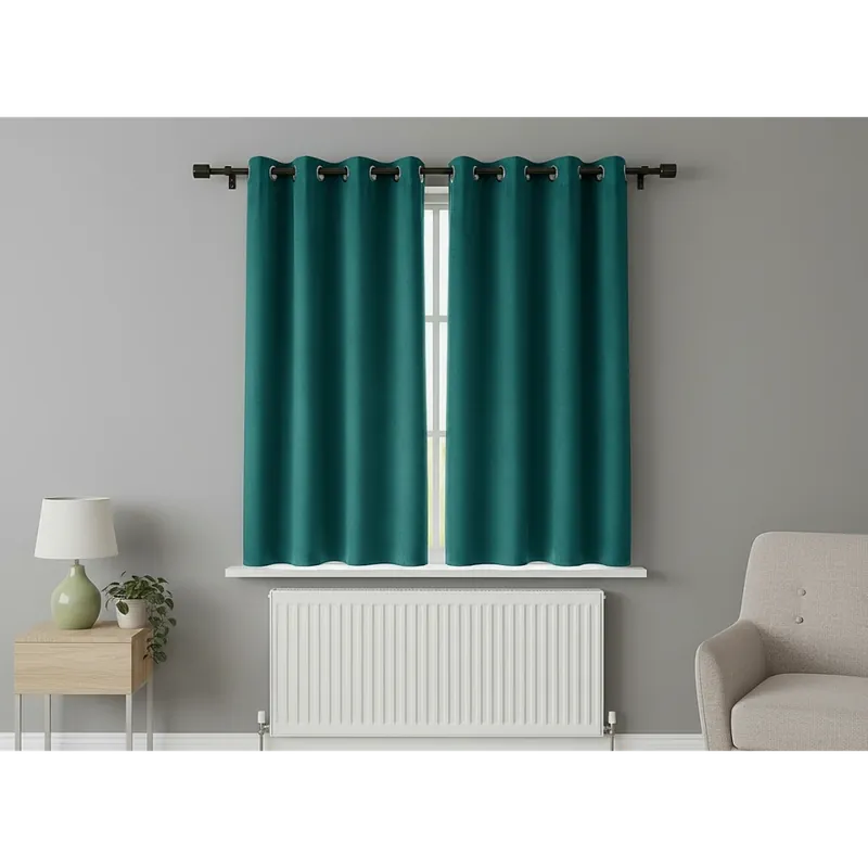 Zatemňovací krátký závěs s kroužky "BLACKOUT" NEW VITORIA 135x160 cm tyrkysová (cena za 1 kus) Mybesthome Super Cena