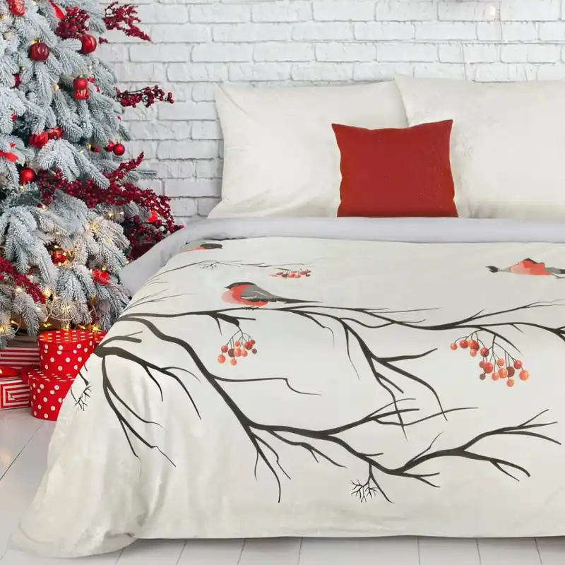 Oblíbený Vánoční povlečení 100% bavlna CRANBERRY 1x 200x220 cm, 2x povlak 70x80 cm francouzské povlečení MyBestHome