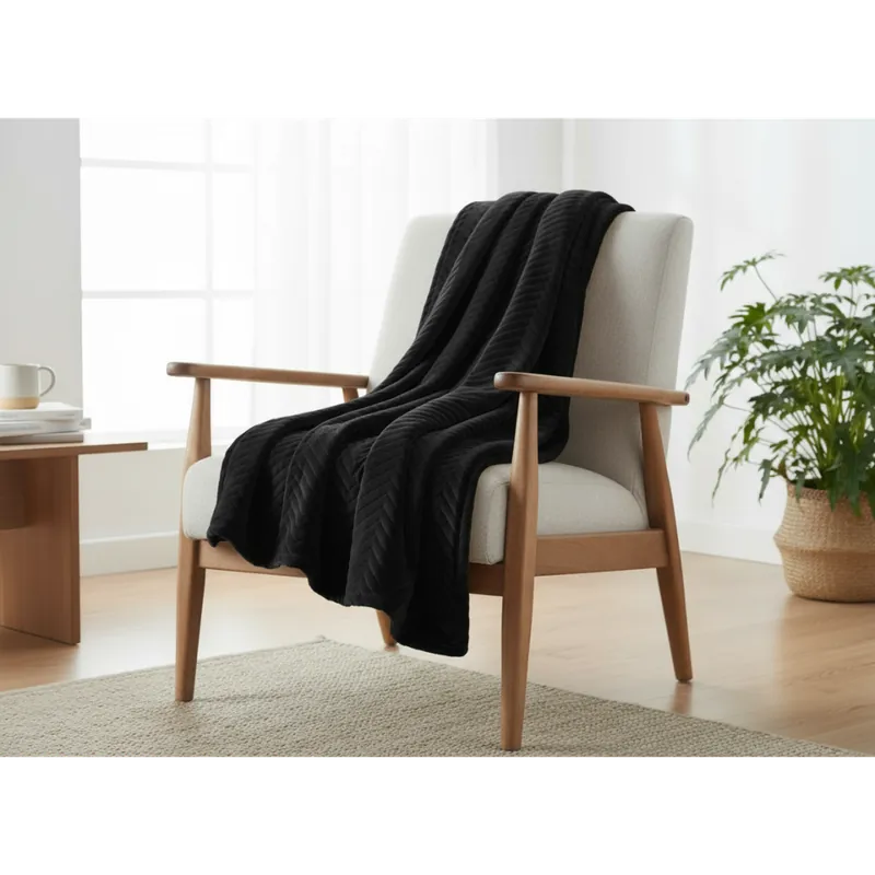 Dokud Zásoby Vydrží Přehoz na křeslo - sedačku SAMUEL černá 70x160 cm Mybesthome