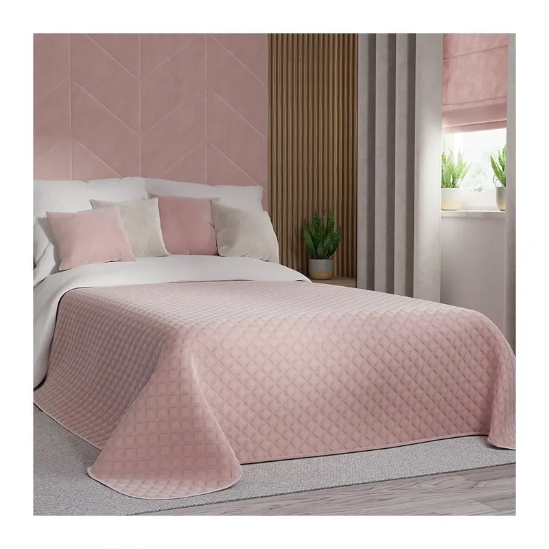 Akční Nabídka Přehoz na postel VELVI 014 světle růžová 220x240 cm Mybesthome