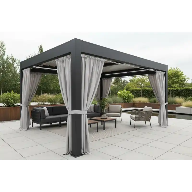 Originální Venkovní zahradní závěs s řasící páskou GARDENIA TAPE světle šedá 794, šířka 140 cm výška různé rozměry Mybesthome (cena za 1 kus)