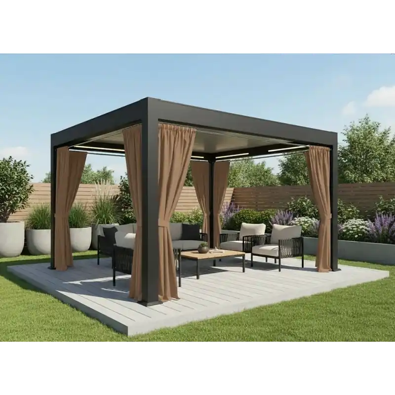 Venkovní zahradní závěs s řasící páskou GARDENIA TAPE tmavě béžová 008, šířka 140 cm výška různé rozměry Mybesthome (cena za 1 kus) Koupit Online