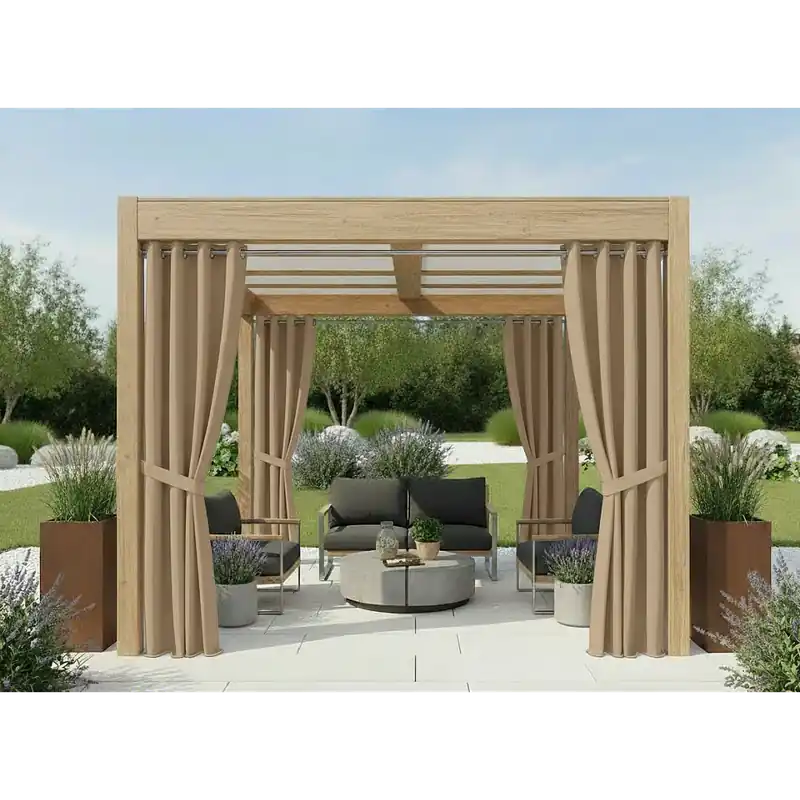 Dokud Zásoby Vydrží Venkovní zahradní závěs s kroužky GARDENIA RING béžová 004, šířka 140 cm výška různé rozměry Mybesthome (cena za 1 kus)