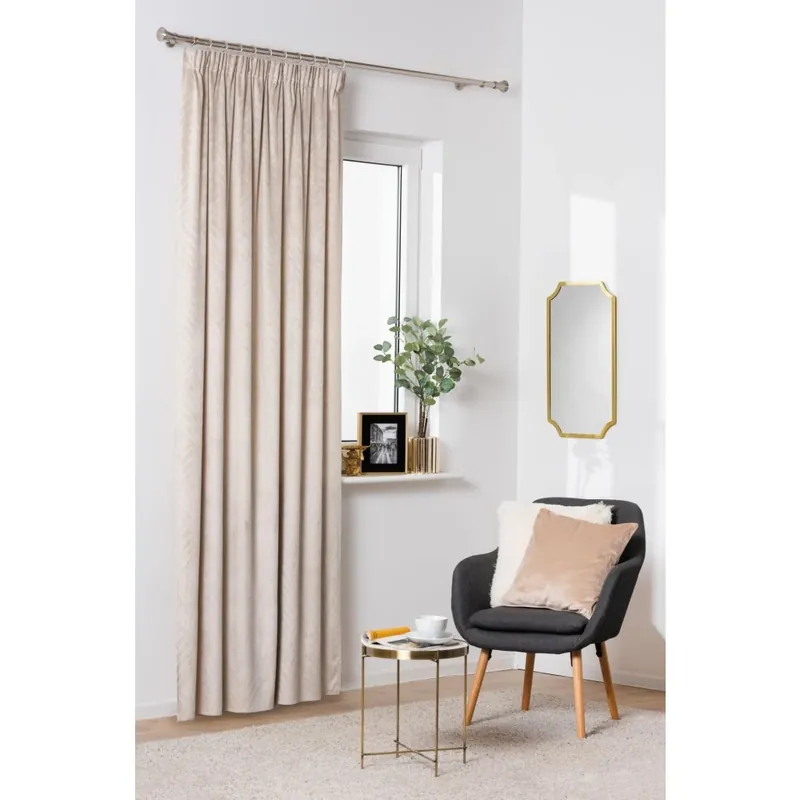 Značkový Dekorační široký velvet závěs s řasící páskou ERTE světle béžová 200x245 cm nebo 200x260 cm (cena za 1 kus) MyBestHome Závěs je vhodný díky šířce 200 cm na široká okna.