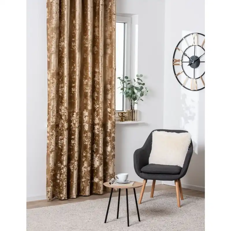 Dekorační široký velvet závěs s řasící páskou FROSTY zlatá 200x245 cm nebo 200x260 cm (cena za 1 kus) MyBestHome Závěs je vhodný díky šířce 200 cm na široká okna. Horká Nabídka