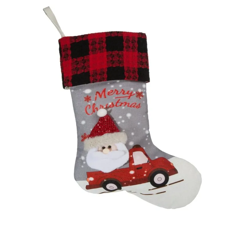 Hit Sezóny Vánoční mikulášská punčocha s 3D aplikací SANTA I. 28x50 cm Mybesthome