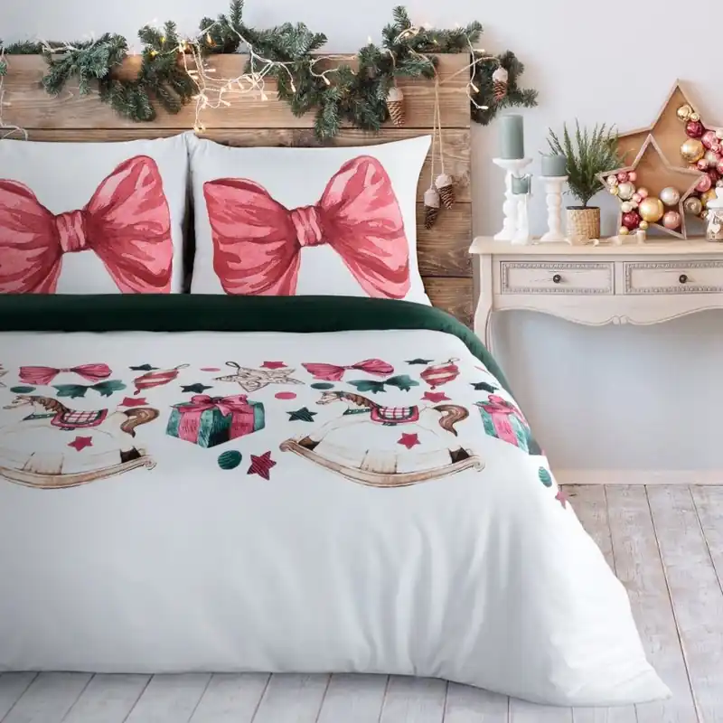 Nízká Cena Vánoční mikrovláknové povlečení XMAS GIFT 1x 220x200 cm, 2x povlak 70x80 cm francouzské povlečení MyBestHome