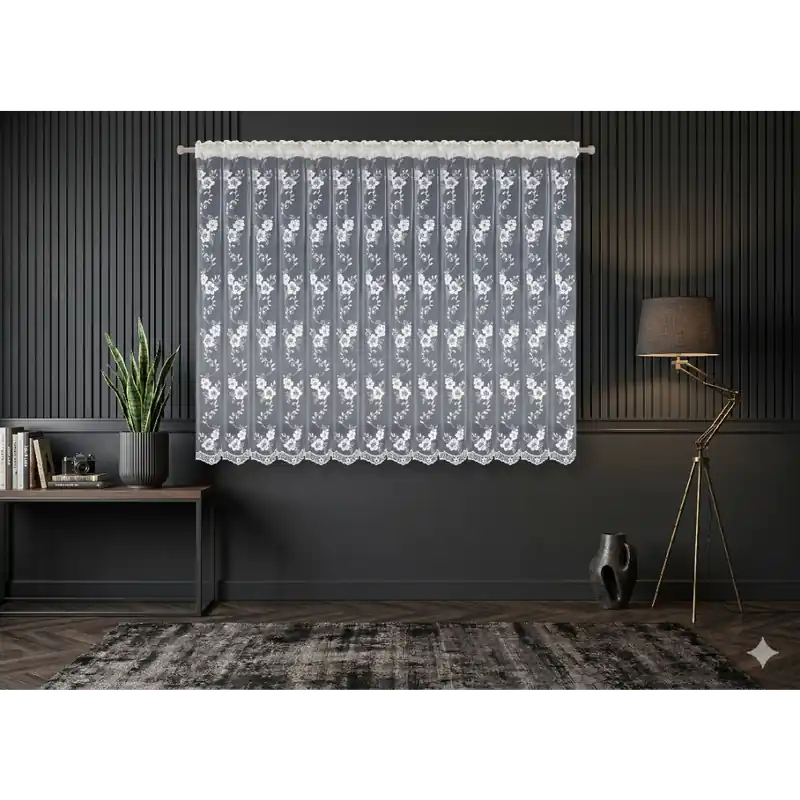 Dekorační krátká vzorovaná záclona s řasící páskou AMANDA vzor 442 - 400x150 cm MyBestHome Cenová Bomba