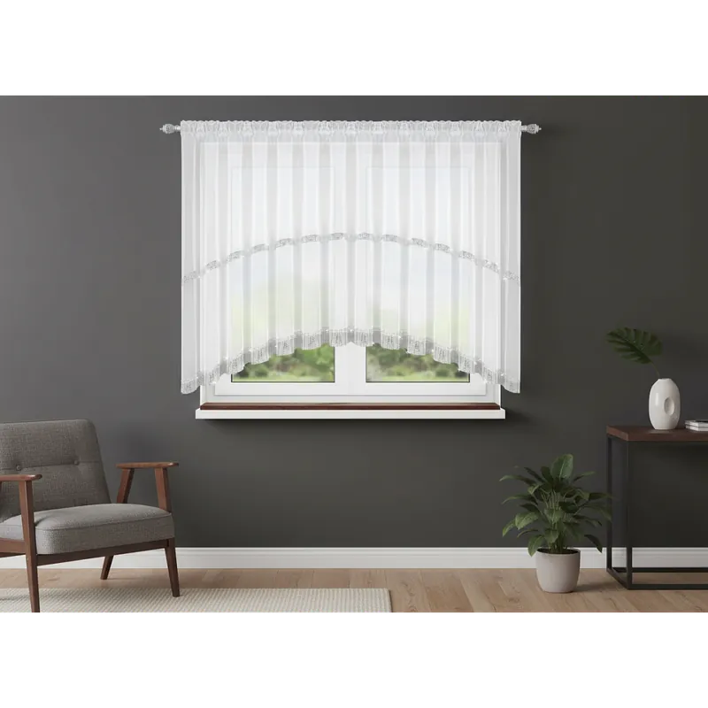 Dekorační krátká záclona se zirkony s řasící páskou FRANCOISE bílá 300x150 cm MyBestHome Jen Po Omezenou Doba