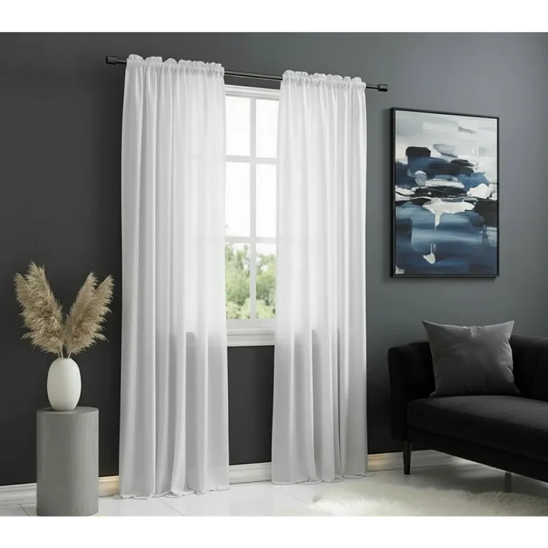 Bezpečná Platba Dekorační dlouhá voálová záclona s řasící páskou JULIA bílá 145x270 cm MyBestHome set 2 kusy Cena za 2 kusy v balení