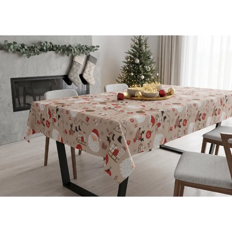 Vánoční ubrus na stůl NATALE MAGIC I. béžová motiv E 130x230 cm Mybesthome Přímo Od Výrobce