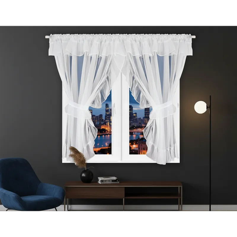 Kup Teď Dekorační krátká záclona s volánky s řasící páskou BOHDANA bílá 400x160 cm MyBestHome CENA JE ZA PRAVÝ A LEVÝ ŠÁL