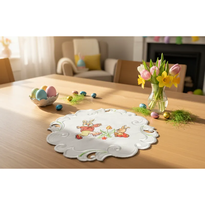 Přímo Od Výrobce Velikonoční vyšívaný dekorační ozdobný ubrousek EASTER I. Ø 30 cm Mybesthome