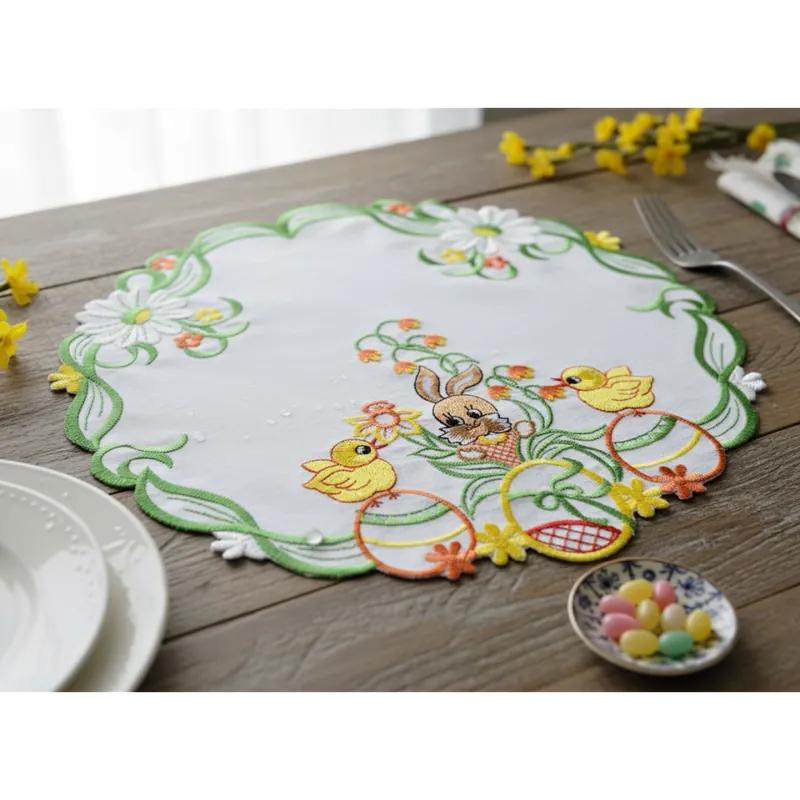 Přímo Od Výrobce Velikonoční vyšívaný dekorační ozdobný ubrousek EASTER III. Ø 30 cm Mybesthome