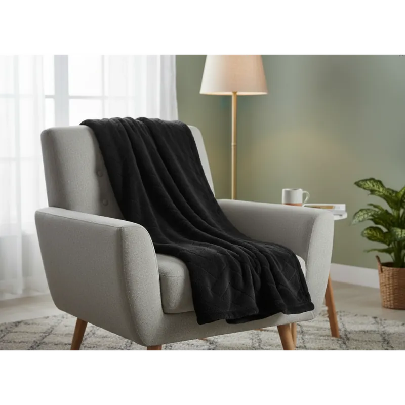 Objednat Nyní Přehoz na křeslo - mikrovláknový pléd CAROL černá 70x160 cm Mybesthome