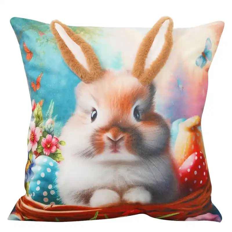 Velikonoční polštář 3D HELLO BUNNY IX. 40x40 cm Mybesthome 3D aplikace Horká Nabídka