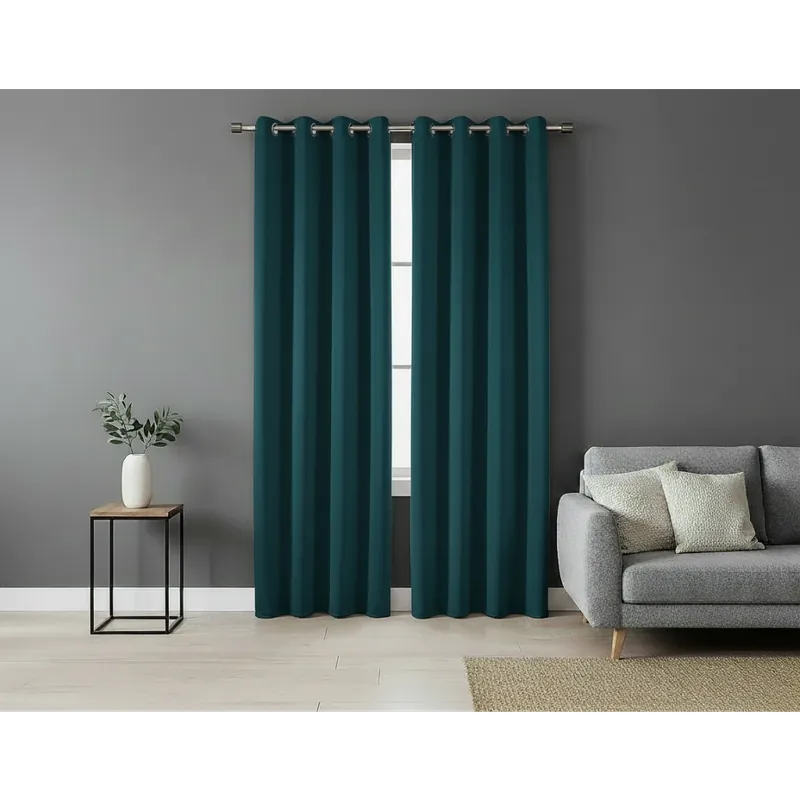 Zlevněný Zatemňovací závěs s kroužky "BLACKOUT" SIERRA 135x250 cm petrolejová (cena za 1 kus) Mybesthome
