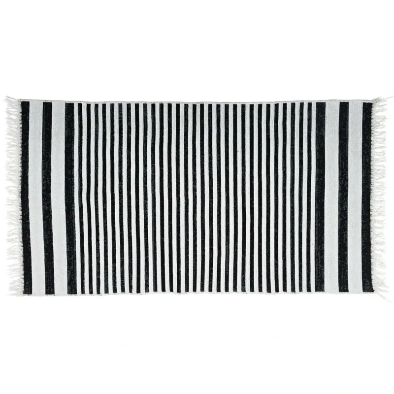 Vysoce Kvalitní Kusový oboustranný vzorovaný koberec KILIM - bílá/černá 80x150 cm