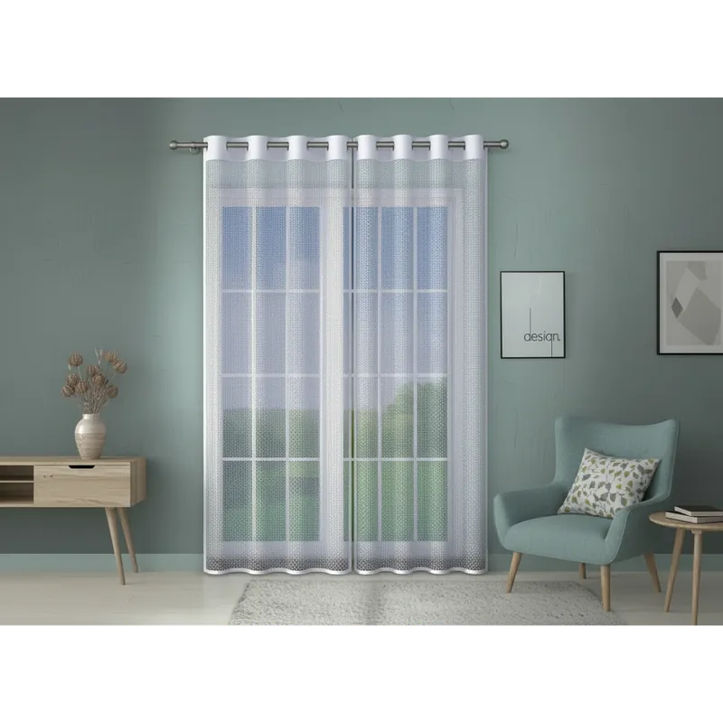 Dekorační vzorovaná záclona s kroužky EVITA bílá síťovina 140x250 cm (cena za 1 kus) MyBestHome Speciální Cena