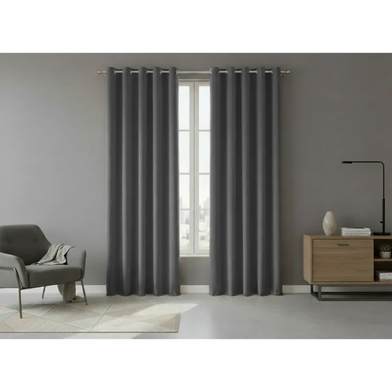 Poslední Šance Dekorační velvet závěs s kroužky VALENTINO 006 antracitová 140x250 cm (cena za 1 kus) MyBestHome
