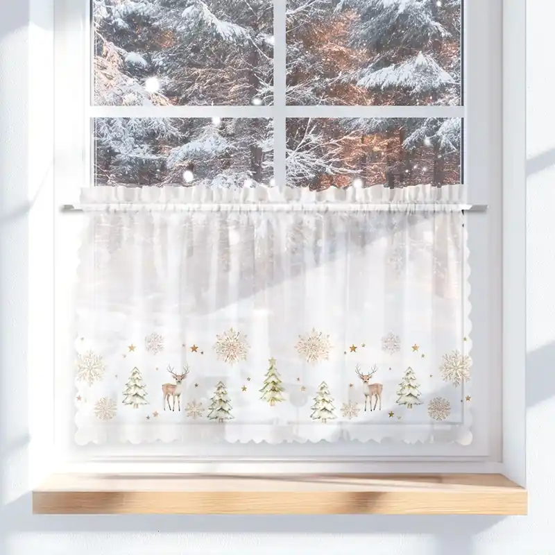 Dekorační krátká vánoční vitrážová záclona do kuchyně WINTER MOOD 100x40 cm MyBestHome Kup Teď