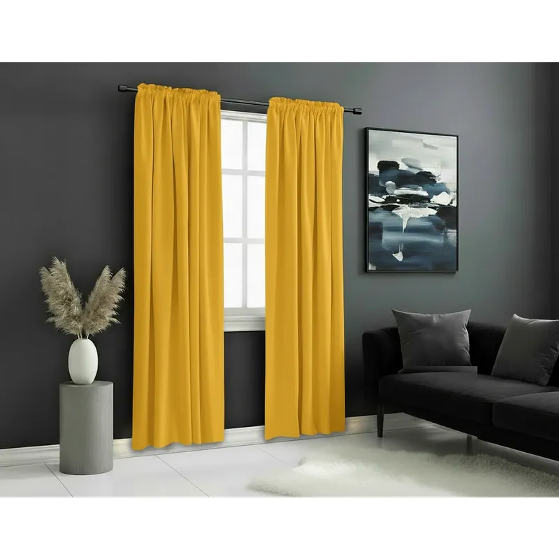 Časově Omezené Zatemňovací závěs s řasící páskou "BLACKOUT" VIGO 135x250 cm, mustard/hořčicová, (cena za 1 kus) MyBestHome