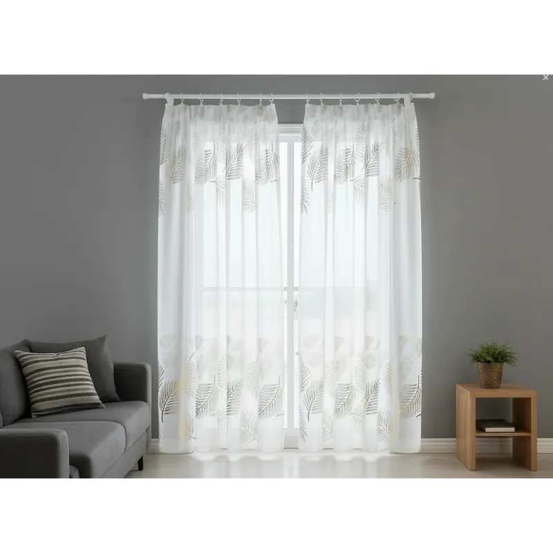 Dekorační vzorovaná záclona s řasící páskou MARIETTA bílá zlatý potisk 140x250 cm (cena za 1 kus) MyBestHome Akční Nabídka
