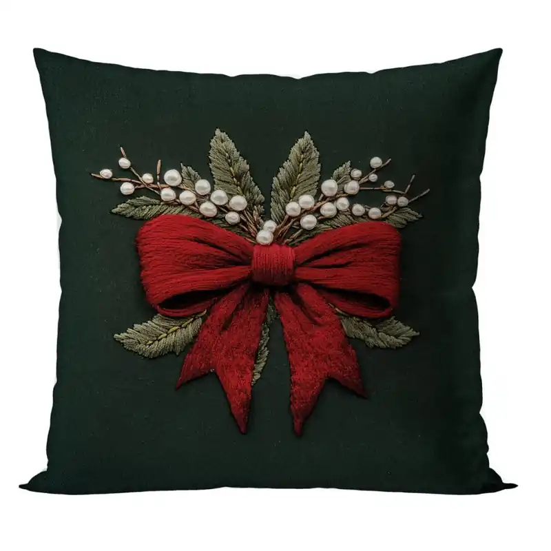 Finální Výprodej Vánoční polštář MAŠLE vzor vyšívaný efekt 40x40 cm Mybesthome