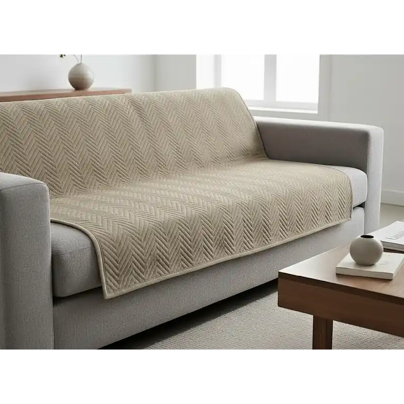 Kup Teď Přehoz na sedačku - pohovku EWITA krémová 170x210 cm, 200x220 cm Mybesthome Režný vzhled