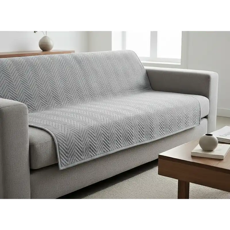 Přehoz na sedačku - pohovku EWITA světle šedá 170x210 cm, 200x220 cm Mybesthome Režný vzhled Pouze Dnes