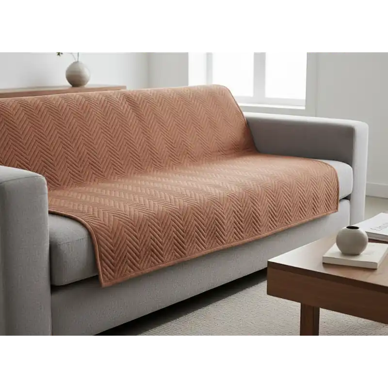Přehoz na sedačku - pohovku EWITA cihlová 170x210 cm, 200x220 cm Mybesthome Režný vzhled Značkový