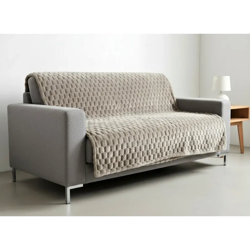 Novinka Přehoz na sedačku - pohovku FLANELA béžová 170x210 cm, 200x220 cm Mybesthome