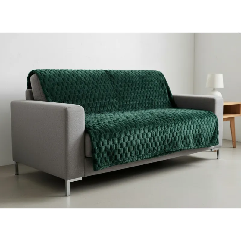 Přehoz na sedačku - pohovku FLANELA zelená 170x210 cm, 200x220 cm Mybesthome Finální Výprodej