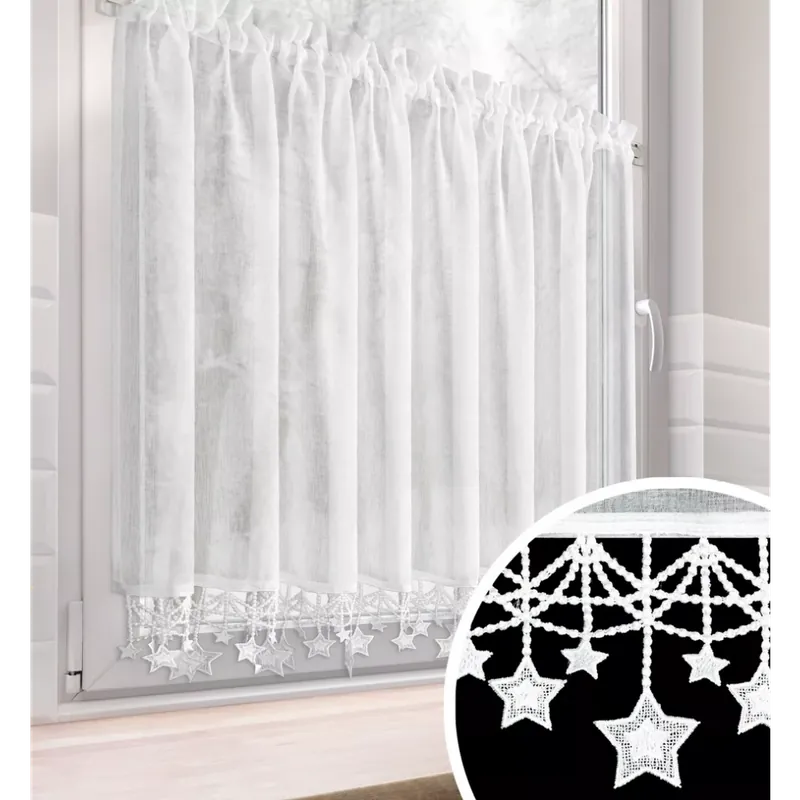 Akce Vánoční dekorační krátká vitrážová záclona do kuchyně STARS 150x90 cm MyBestHome