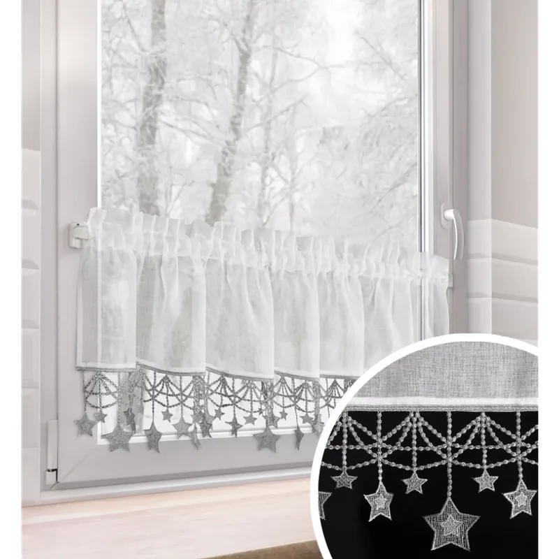 Koupit Online Vánoční dekorační krátká vitrážová záclona do kuchyně STARS II. 150x30 cm MyBestHome