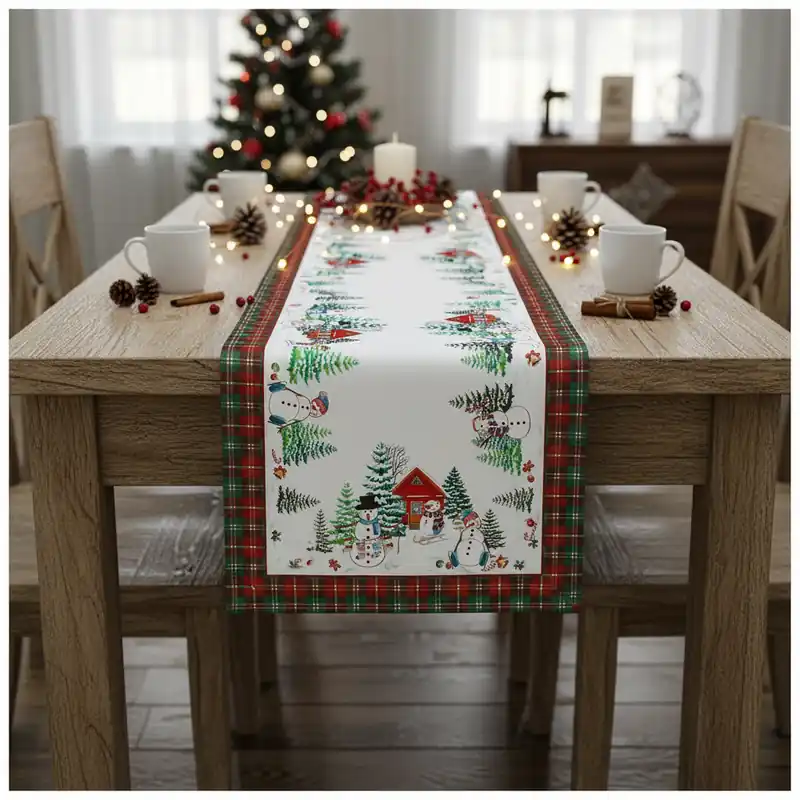 Cenově Výhodný Vánoční ubrus - běhoun na stůl SNOWMANS FAMILY 40x140 cm Mybesthome
