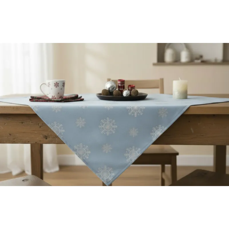 Vánoční ubrus na stůl SNOWFLAKE světle modrá 85x85 cm Mybesthome Tovární Cena