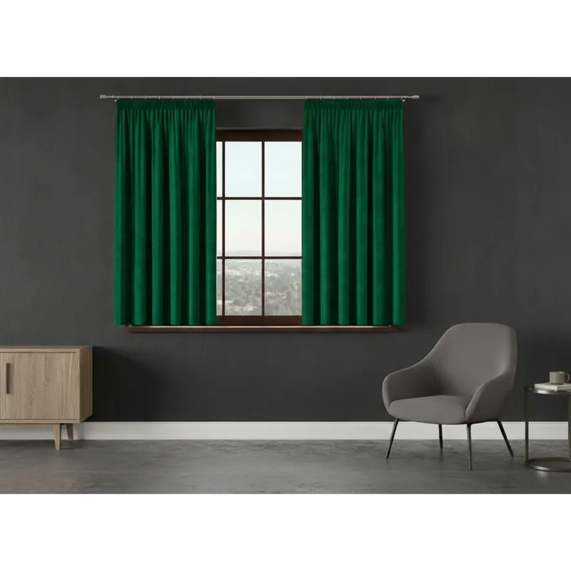 Dekorační krátký závěs s řasící páskou VALMI 140x160 cm color 010 zelená (cena za 1 kus) MyBestHome Poslední Šance