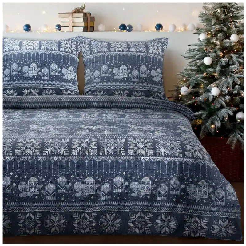 Vánoční povlečení 100% bavlna flanel NORDIC 1x 220x200 cm, 2x povlak 70x80 cm francouzské povlečení MyBestHome Bezpečná Platba